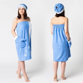 

Sauna set with embroidered wives Snow Maiden (skirt 80x150, mittens, hat), terry 190g / m хl100% 3568323