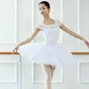 Professional Ballet Swan Lake Tutu White Black Elastic Waist Adults Ballerina 5 Layers Hard Mesh Tulle Skirt Tutus With Briefs ► Photo 2/6