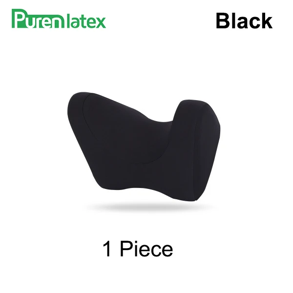 PurenLatex пены памяти подголовник автомобиля шеи шейный Подушечка Для позвонков авто защита головы самолет путешествия полета подушка - Цвет: BlackX 1Pc