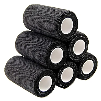 

Self Adhesive Bandage Wrap, Cohesive Tape ( 7.5X450cm, 6 Pack)-Black