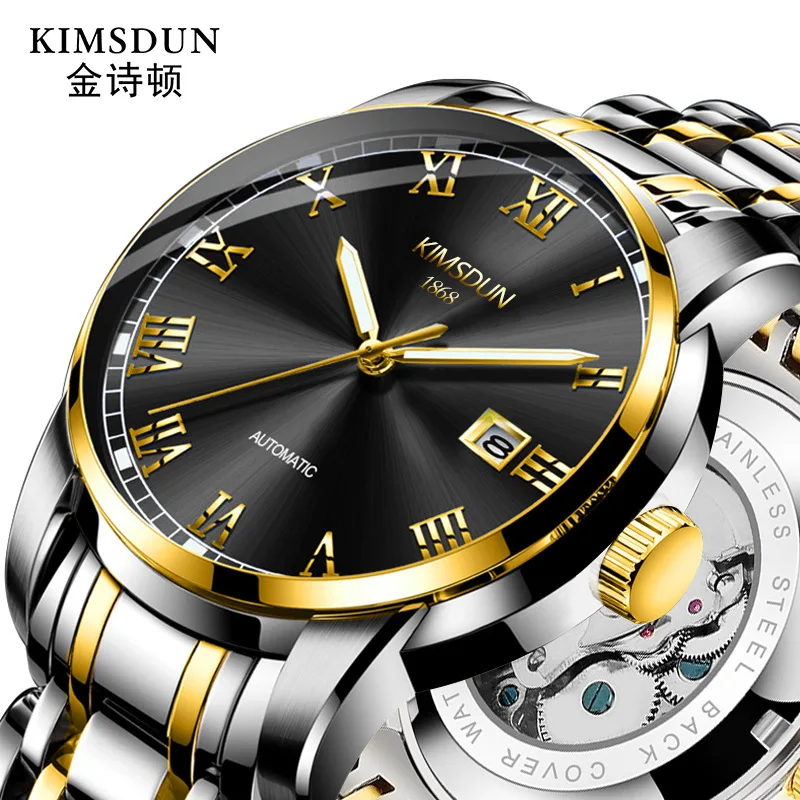 

2019 new mens wristwatches Automatic mechanical stainless steel man watches business waterproof calendar luxury gold clocks