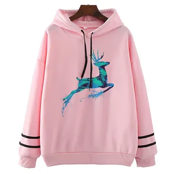 

Blue Deer Hoodie 2020 Autumn O-Neck Women'ｓ Hoodies Plus Size Printed High Quality Long Sleeve Shirts Hoodies