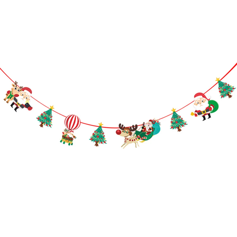 New Christmas scene decoration Christmas pull flag Christmas tree arrangement wavy flag Santa Claus pennant Christmas decoration - Цвет: C