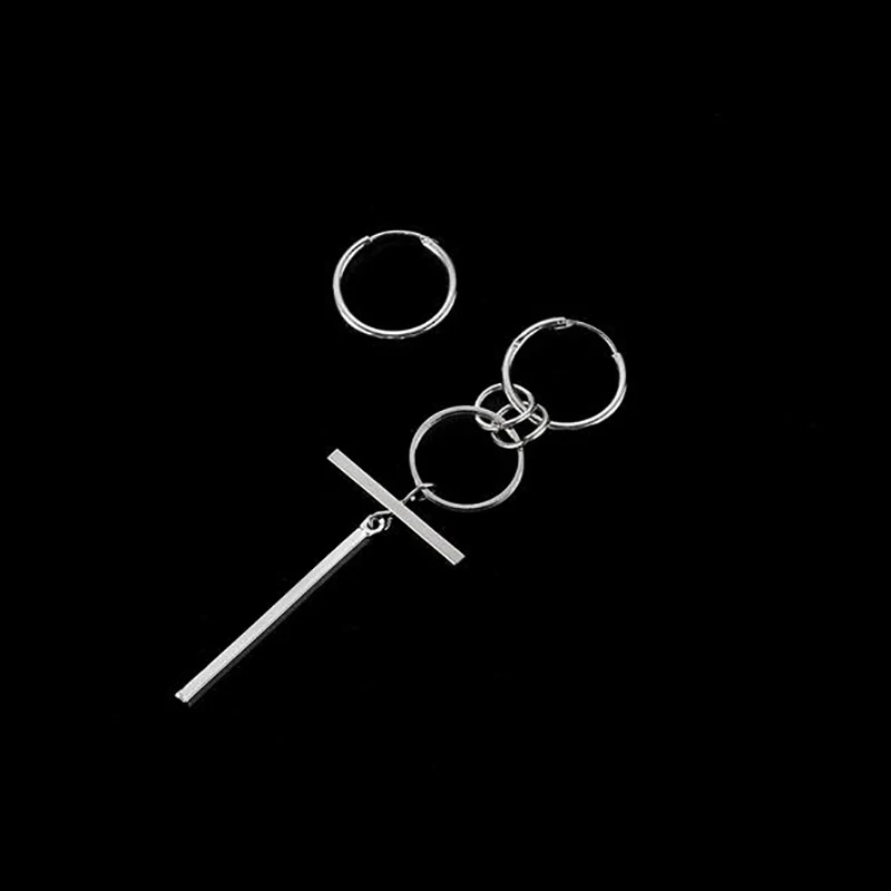

Men and Women Asymmetrical Long Circle One Word Vertical Earrings Fashion Party Jewelry