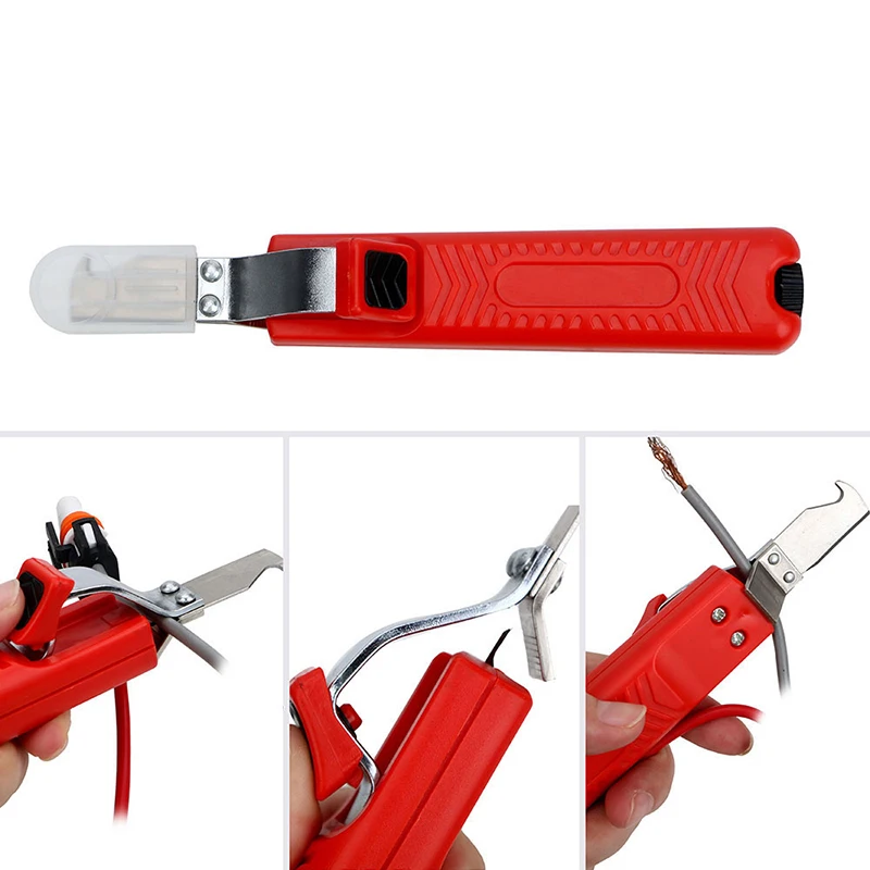 Портативный нож для зачистки проводов с регулируемой резиновой ручкой для зачистки кабеля с изоляцией для зачистки проводов с лезвием для крючка