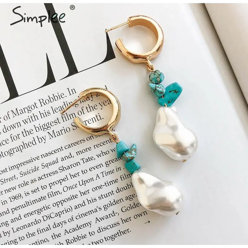 Simplee Boho праздничные жемчужные серьги Модные женские Геометрические шикарные золотые серьги Wowen осень зима модные серьги с блестками