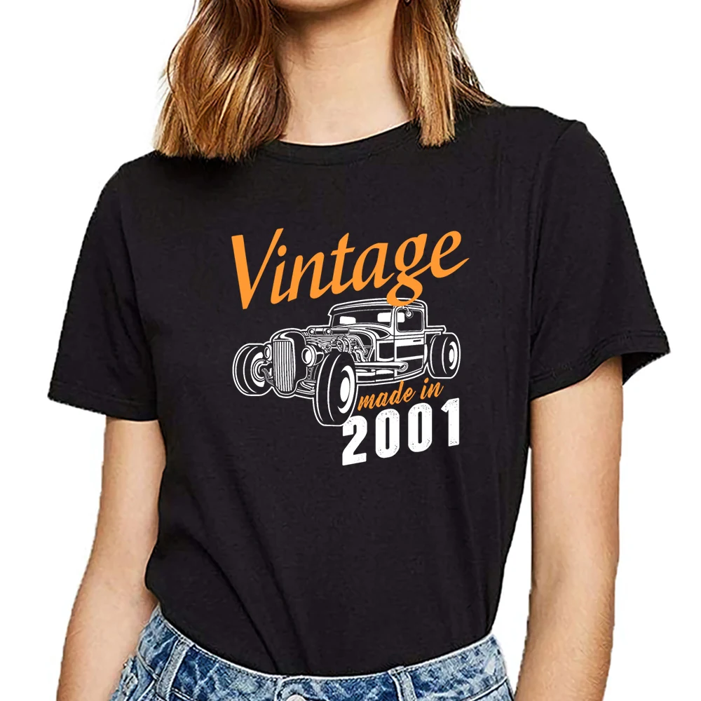 Tops T Shirt Women vintage made in 2001 Hip Hop Vintage Short Female Tshirt | Женская одежда
