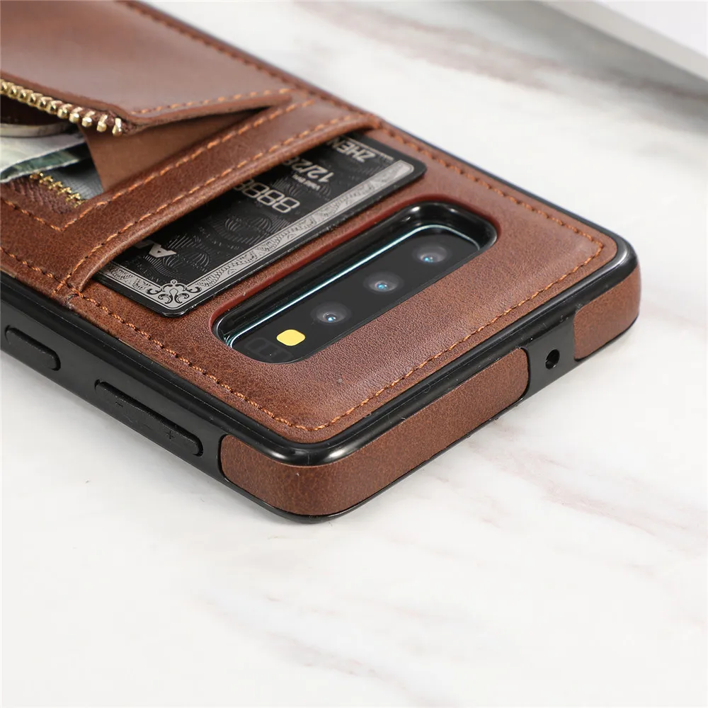Тонкий кошелек на молнии, кошелек, чехол для samsung S10 S9 S8 Plus S7 Edge Note 9 8 Etui, кожаный держатель для карт, противоударный защитный чехол