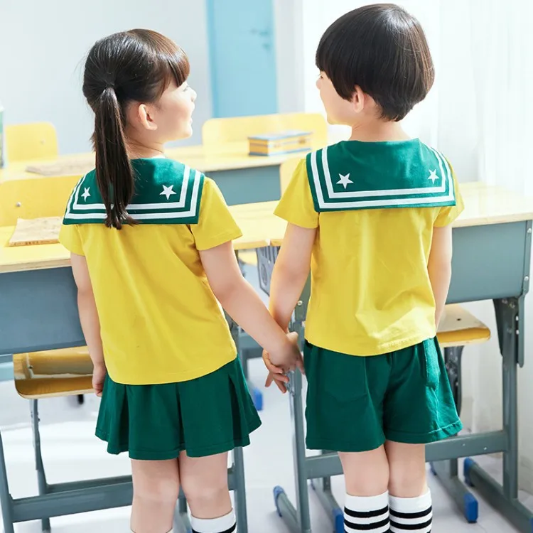 New Style Kindergarten Suit Summer Wear Set Primary School STUDENT'S Summer School Uniform Children Sports Clothing Customizable