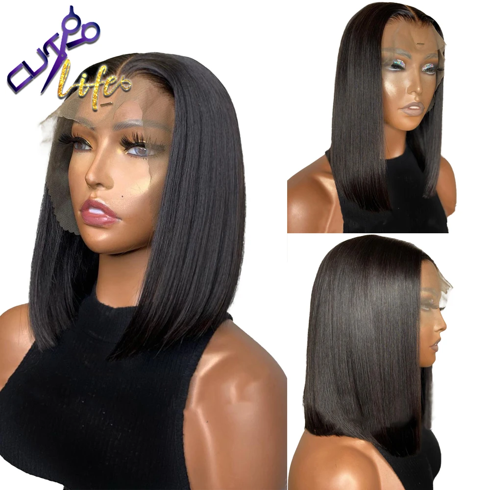 Short Straight Wigs Remy Natural Hair Wigs 13X4 Lace Frontal Human Hair Pre Plucked Brazilian 4X4 Lace Closure Wig