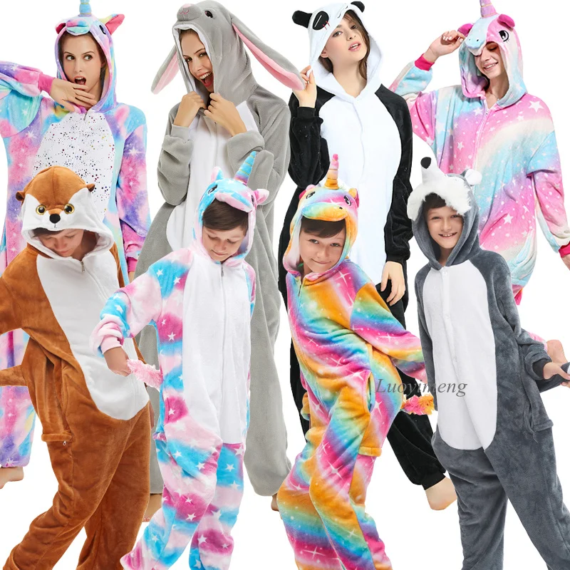 Пижама с единорогом Kugurumi зимний пижамный комплект рисунком животных для