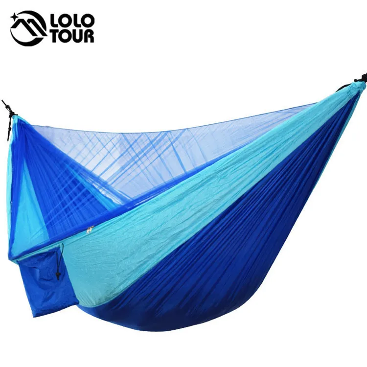 Easy Set Up Mosquito Net Hammock Tent Double Sleeping Bag With Wind Rope Portable For Camping Travel