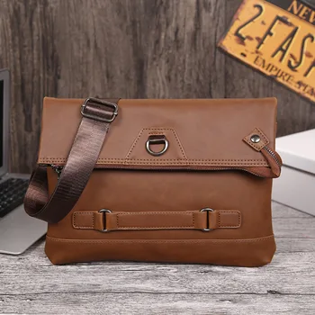 

Men's Hand Bag, Crazy Horse PU Leather Handbag, One Shoulder, Slant Span, Soft Large Capacity, Leisure Bag, Letter Bag