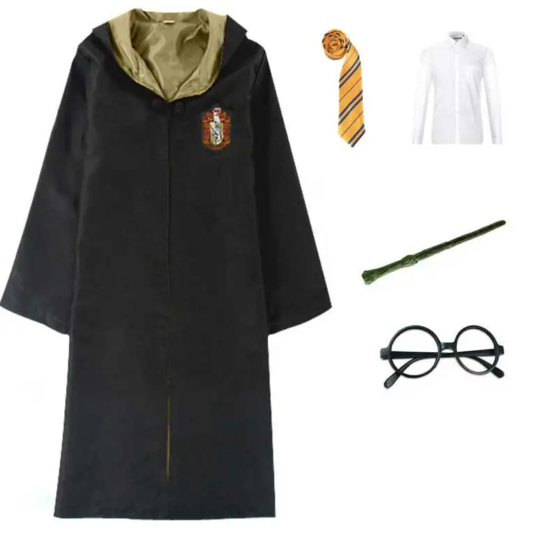 4pcs Set 3 Gryffindor Slytherin Hufflepuff Ravenclaw костюм для взрослых детей Harrise школьный халат Плащ Botters Хэллоуин Косплей Костюм - Цвет: 4pcs Set 3