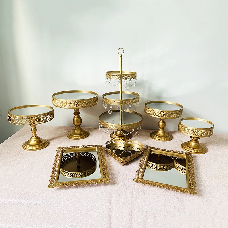 8pcs in set Подставка для торта круглая подставка для кекса металлическая подставка для десерта подставка для торта Золотая - Цвет: 8pcs in set
