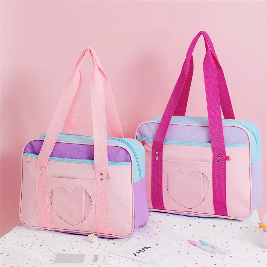 Japanese Preppy Style JK Pink Uniform Shoulder School Bags For Women Girls Canvas Large Capacity Casual Luggage Handbags Totes