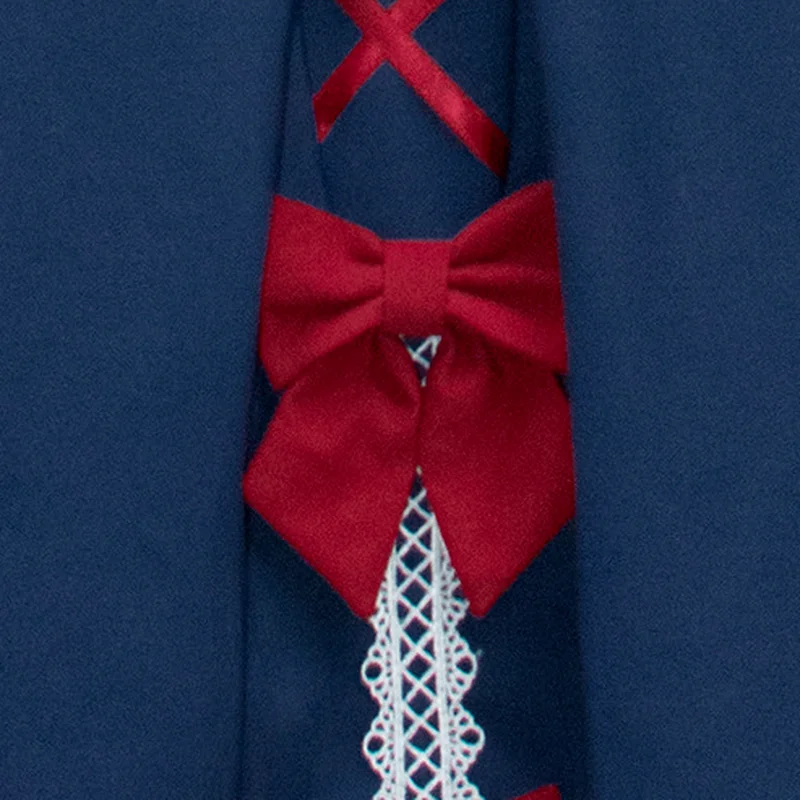 2022 Spring New Planet Fall Navy Collar Sailor Suit Jk Uniform Sweet Op  Lolita Dress College Style Bow Kawaii Clothing