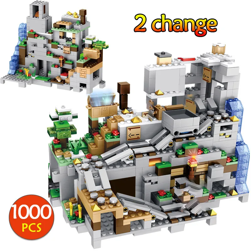 

1000PCS Creator Technic Building Blocks My World Cave Can Be Liftabled Fortress Bricks Toys For Kids Gifts