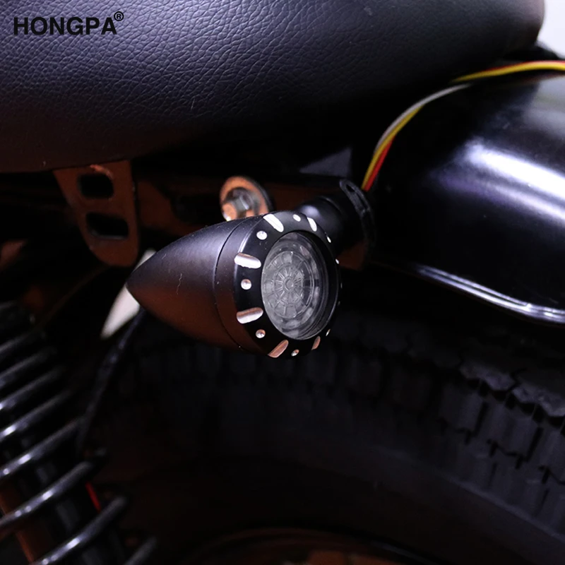 Мигающий светодиодный тормозной сигнал поворота мигалка светильник 12 В для Harley Chopper Cruiser Bobber Кафе Racer черный индикаторный светильник