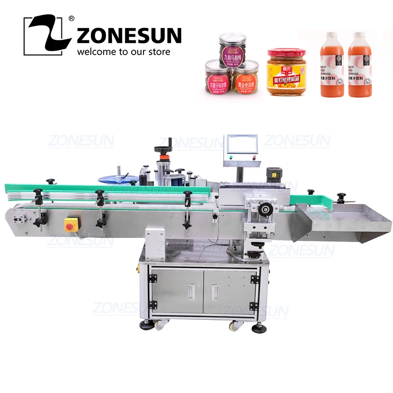 

ZONESUN XL-T821 Automatic Round Surface Labeling Machine Label Applicator Food Paint Can Bottle Vertical Rolling Sticker Labeler