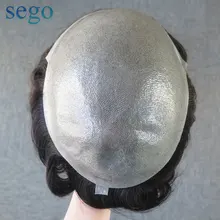SEGO 8 ''x 10'' прочная тонкая кожа PU 0,04-0,05 мм натуральные волосы для мужчин парик не Реми волосы индийские волосы Замена для мужчин t система плотность