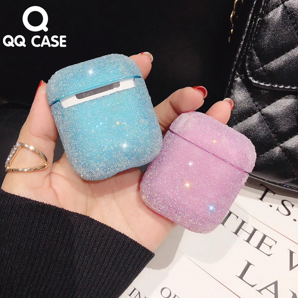 

Luxury Shockproof Wireless Bluetooth Earphone Case For Air Pods Crystal Glitter Hard Cover for Air pods 1 2 Shiny Charging Box