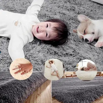 

Polyester Fiber Anti-Skid Shaggy Fluffy Area Rug Carpet Floor Fluffy Rugs Mat Bedroom Dining Room Sofa Decoration Home Warm