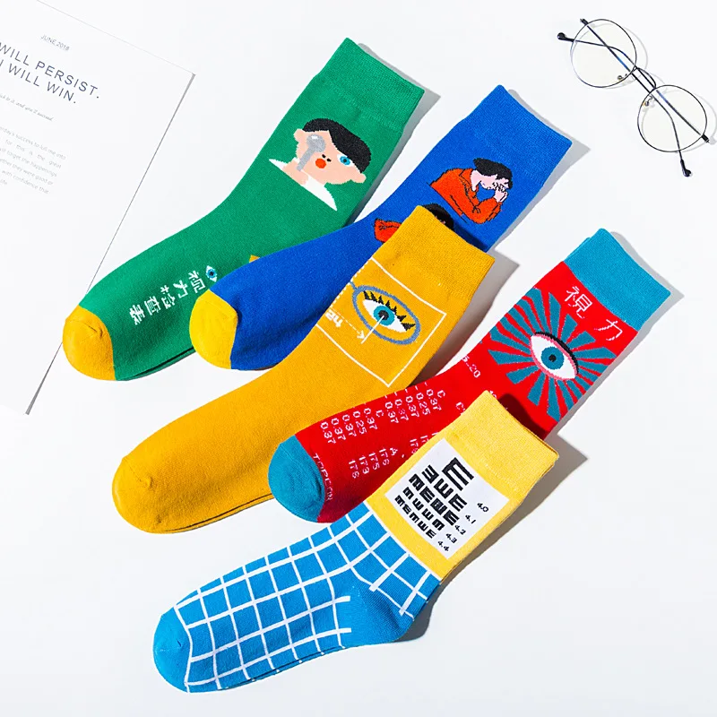 Стильная футболка с изображением персонажей видеоигр с рисунком для девочек, носки для женщин, забавные носки с принтом в стиле Харадзюку; Гольфы уличная высокое х/б носки набор 5 пар/упак