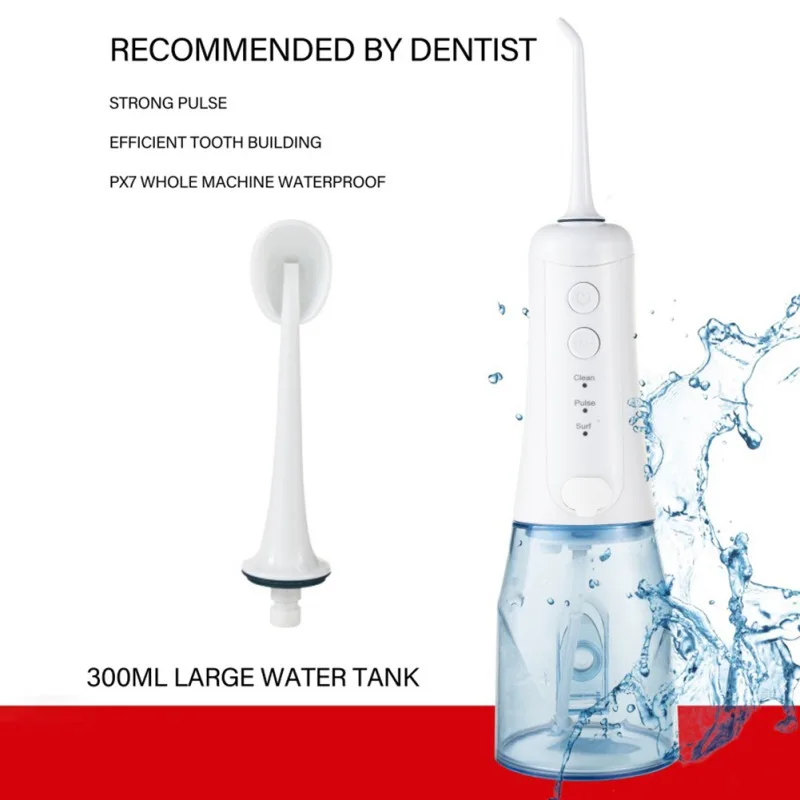 

USB Rechargeable 300ml Irrigator Dental Teeth Cleaner 3 Modes Portable Oral Irrigator Cordless Water Dental Flosser