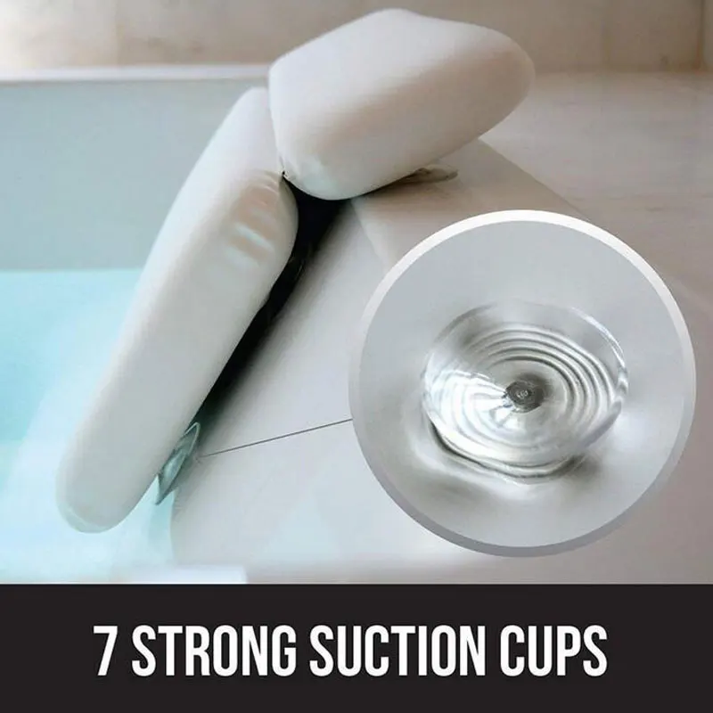 Premium Spa Bath Pillow with 7 Suction Cups Non-slip Neck& Back Support Home Tub Bathroom Accessories Thick Soft Luxury Design