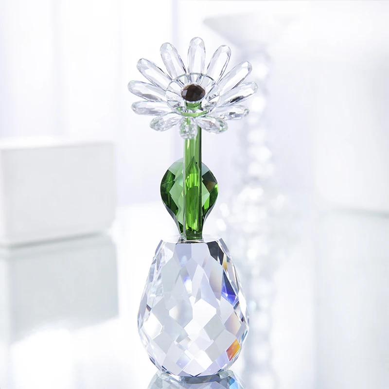 H&D 3 Kinds Christmas Gift Crystal Flower Figurines Glass Craft Ornament Home Wedding Table Centerpiece Decoration with Gift Box
