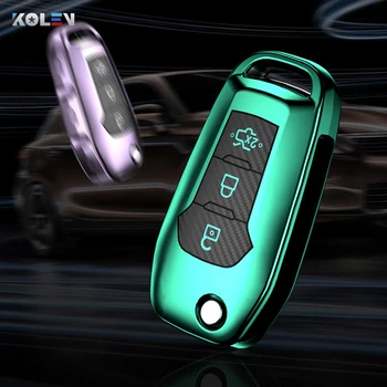 

New TPU Carbon Fiber Car Key Case Cover Holder Fob For Ford Fusion Fiesta Mondeo MK4 Escort Everest Ranger Accessories Key Shell