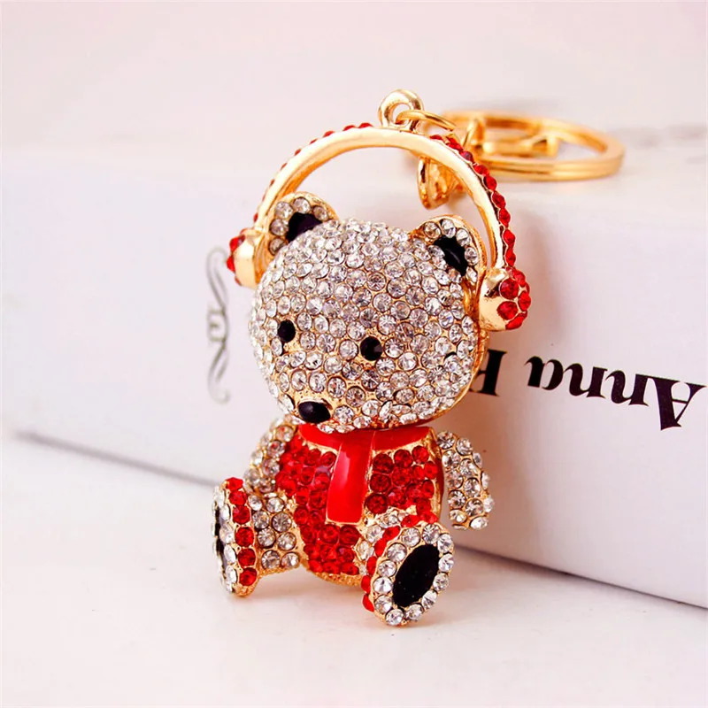 

Cute Bear Keychain Rhinestone Crystal Car Key Ring Bag Key Holder Keychain Jewelry Gifts Accessories