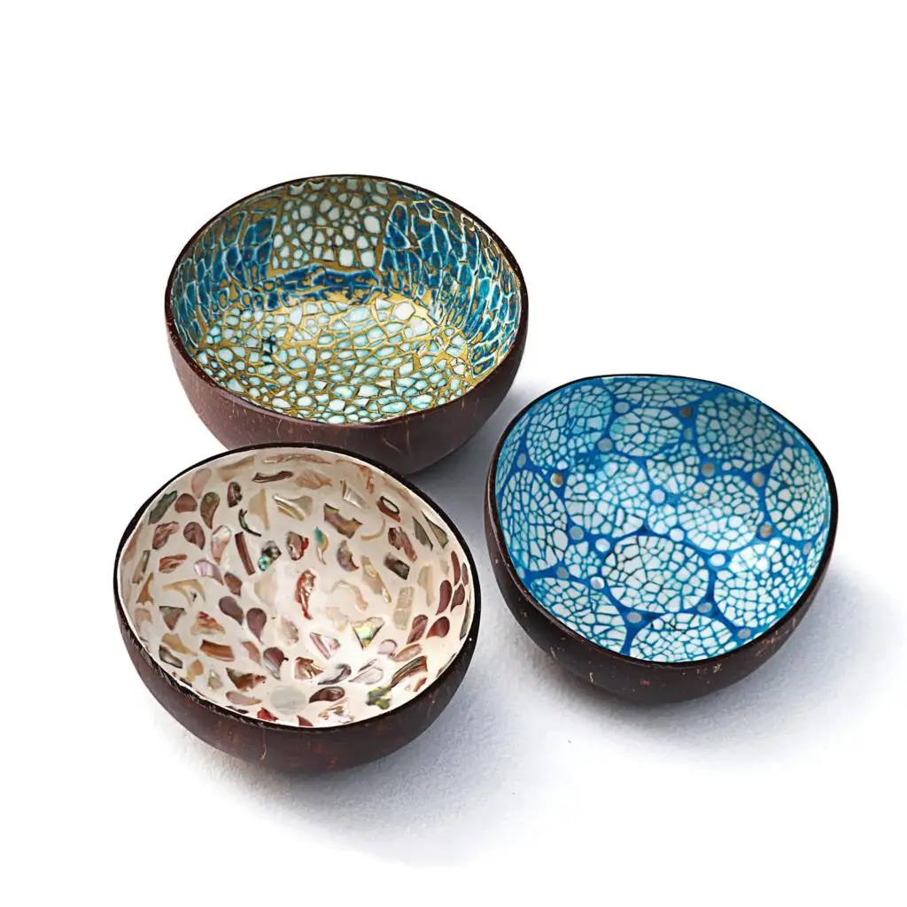 Bohemian Colorful Painted Porch Key Storage Tray Coconut Shell Bowl Display Board Jewelry Necklace Earrings Decoration Organizer | Дом и сад
