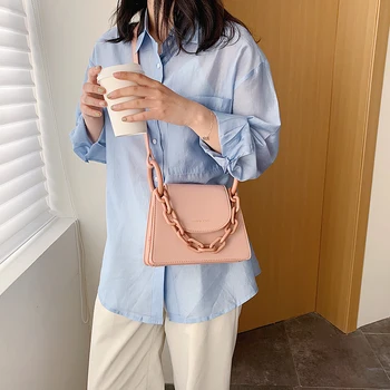 

Small Thick Chain PU Leather Crossbody Bags For Women 2020 Summer Sweet Shoulder Bags Lady Travel Handbags and Purses