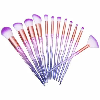 

12 pcs/set Spiral Makeup Brushes Man-made Fibre Purple Cosmetic Brushes for Foundation Concealer Eyeshadow