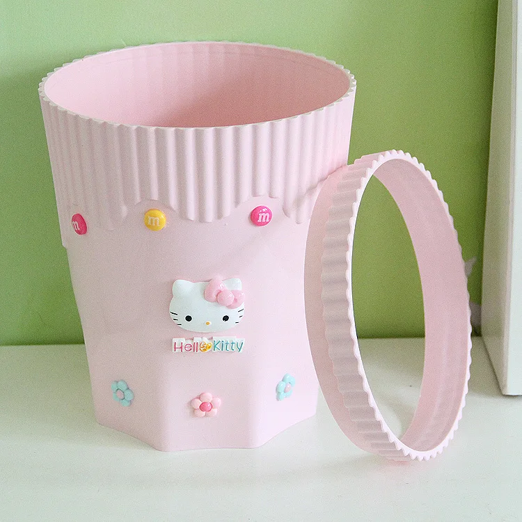 Hello kitty, мусорное ведро для ванной, спальни, туалета, мусорное ведро, мусорное ведро, пластиковые мусорные корзины для хранения, мусорные корзины