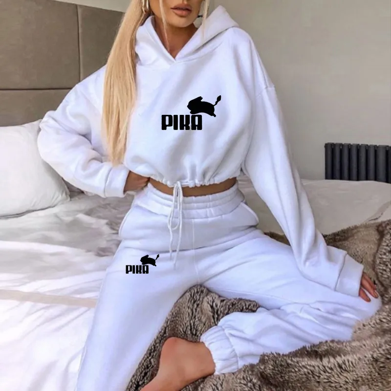 

Women Sports Set 2 Pieces Set Casual Sweatshirts Pants Suit 2021 Home Hoodie Sweatpant Trouser Outfits Solid Casual Tracksuit