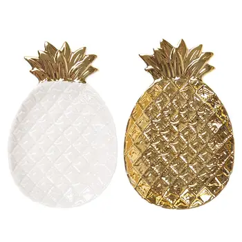 

2pcs Nordic Style Ceramics Pineapple-shaped Storage Plate Jewelry Trays for Storage Pastry Fruit (Assorted Color)