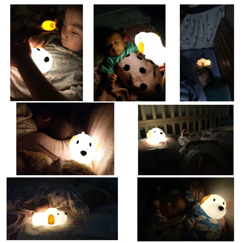 Силиконовый светодиодный Papa и I Love щенок ночной Светильник преобразование между теплый белый 2700 K-6500 K оборудован таймером сна, ночник для детей младенцев прикроватная тумбочка