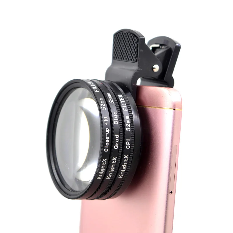 KnightX 52MM mobile phone accessories colse up 10  lens lenses cellphone Filter for iphone 11 phone  mobile android mobile camera lens