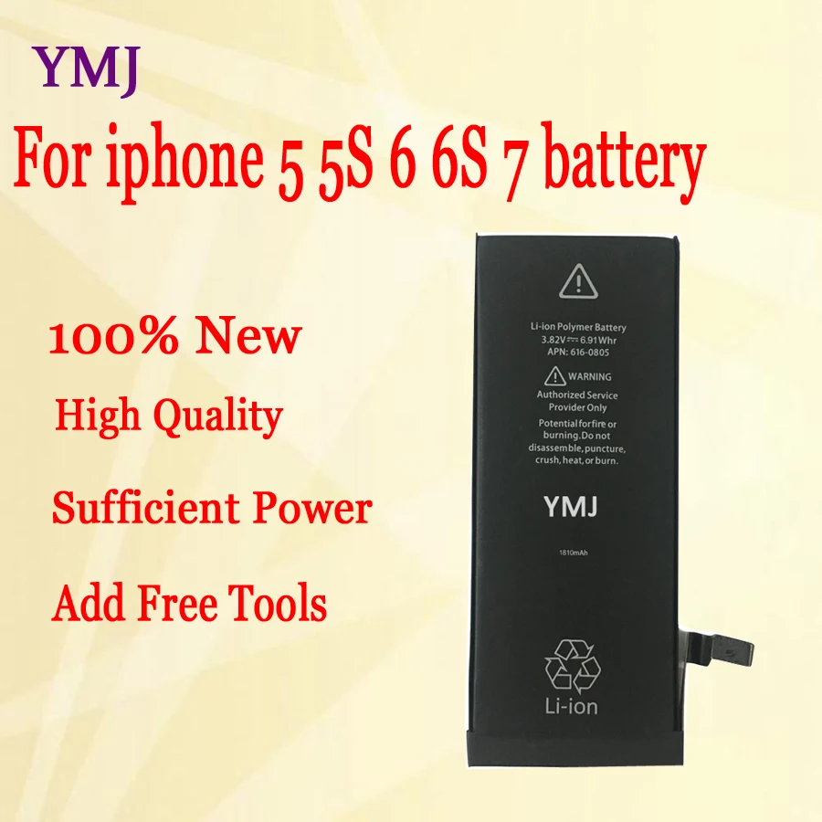 Новый аккумулятор iphone для Apple 5 5s 6 6s 7 высокой емкости Li polyme Замена батарей с