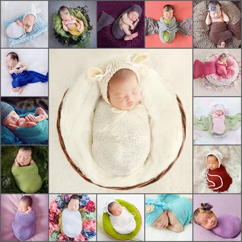 

Kid Newborn Photography Props Blanket Baby Wrap Swaddling Flokati Fotografia Accessories Stretchable Wraps Photo Shoot Backdrop