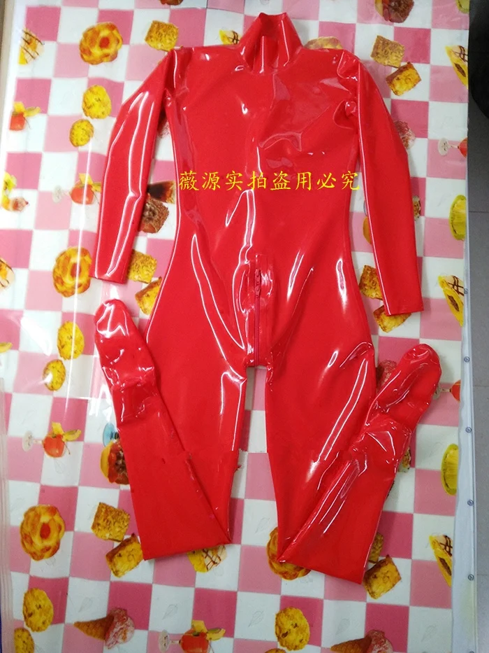 Handmade-Transparent-Brown-Men-Latex-Catsuit-Rubber-Bodysuits-Socks-with-Back-Crotch-Zipper-5