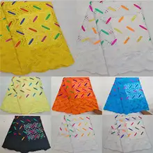 HL!African yellow blue lace fabric cotton latest chiffon Switzerland lace in Switzerland with stones for men women!J10709