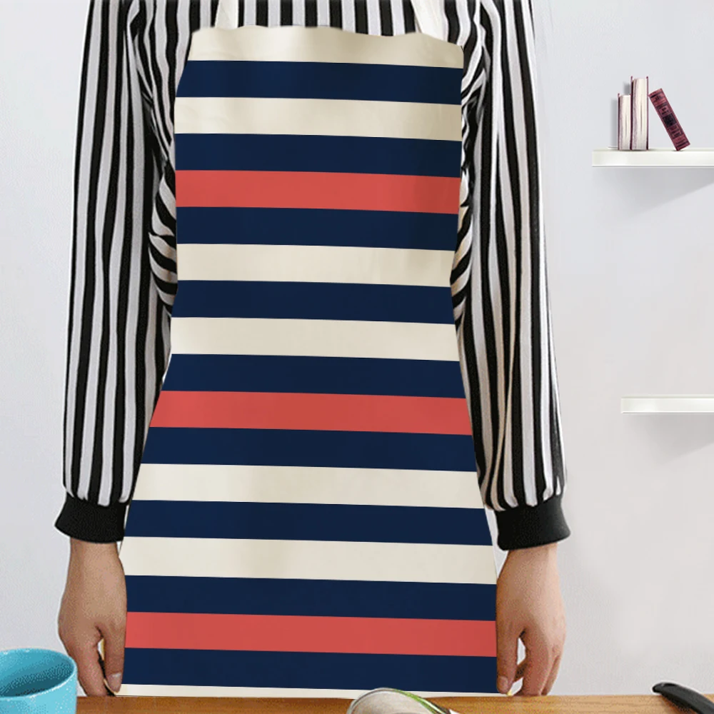 Silstar Tex Black Stripes Kitchen Apron For Woman Linen Home Personalized For Adults Garden BBQ Haircut Children