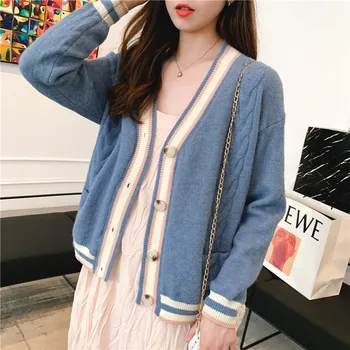 

Women's Clothing single breasted pocket Loose knitting Cardigan Sweater