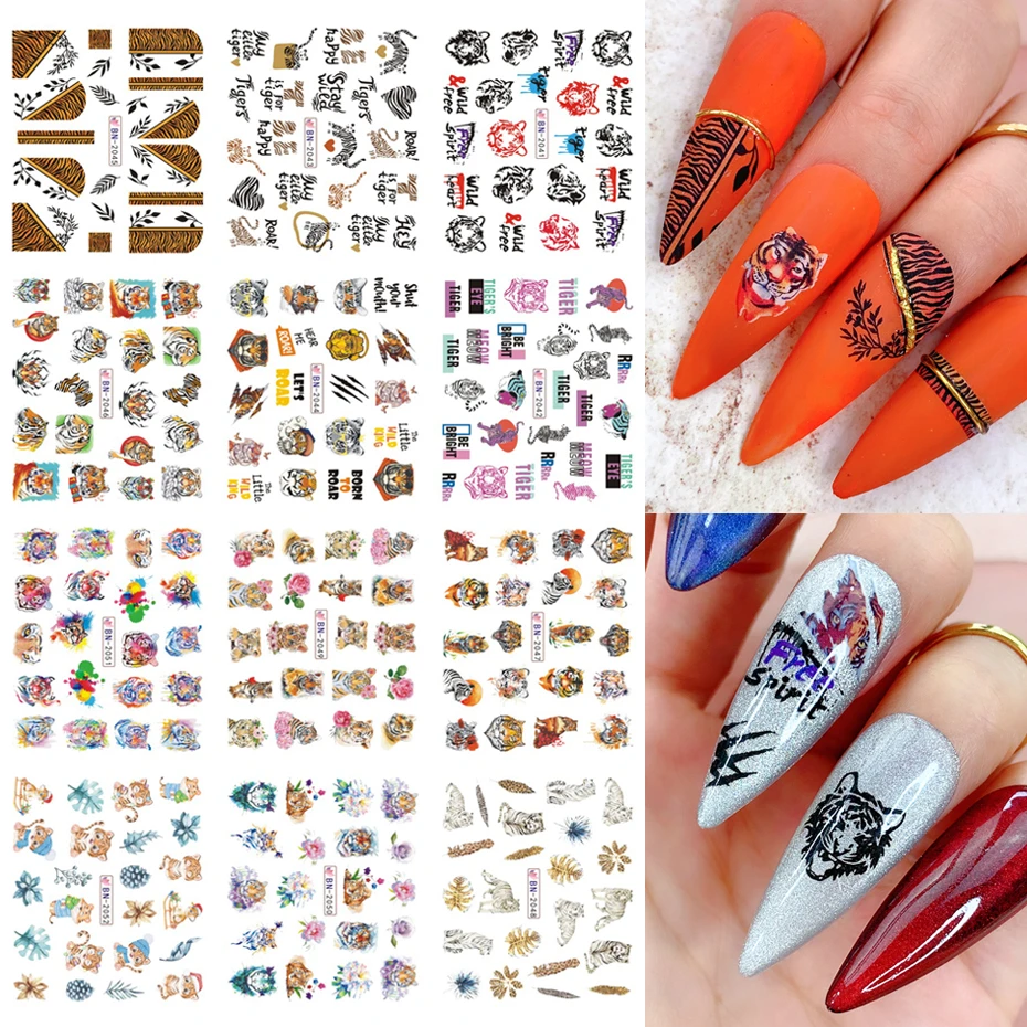 12 Designs Nail Water Stickers Tiger Pattern Transfer Decal Sliders Animal  Print Foil Manicure Nail Art Decoration TRBN2041 2052|Stickers & Decals| -  AliExpress