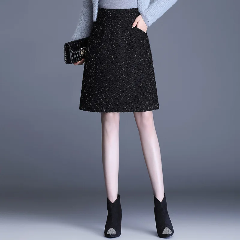 

Модная женская юбка-трапеция, облегающая осенне-зимняя элегантная шикарная облегающая повседневная черная юбка для рабочего костюма с высокой талией