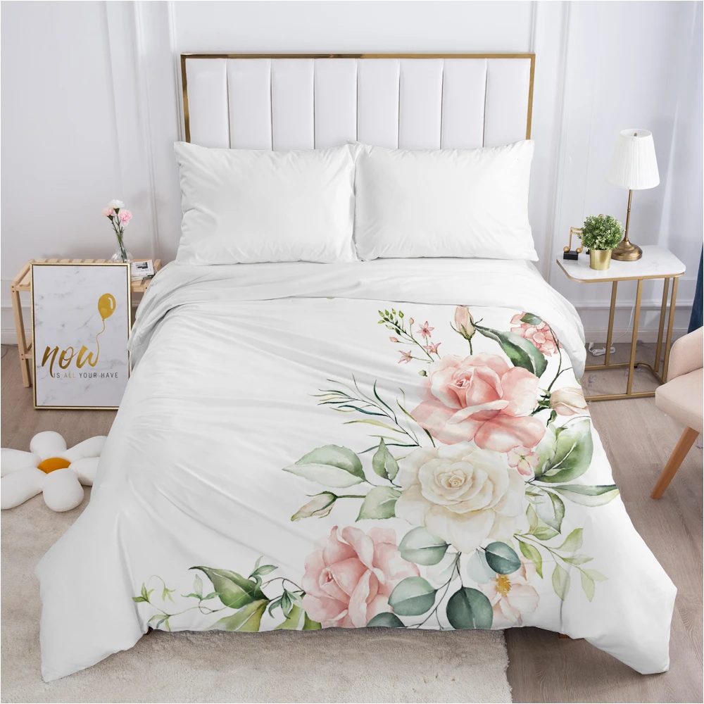 Funda nórdica con estampado 3D de flores blancas, edredón, manta, ropa de cama de lujo, 140x200, 150x200, 240x260|Funda nórdica| - AliExpress